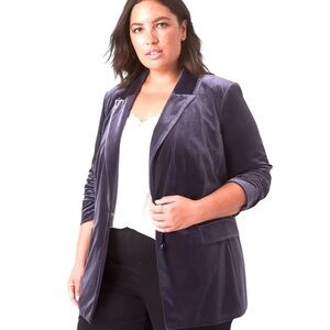 Lane Bryant velvet velour blazer in night sky navy size 24